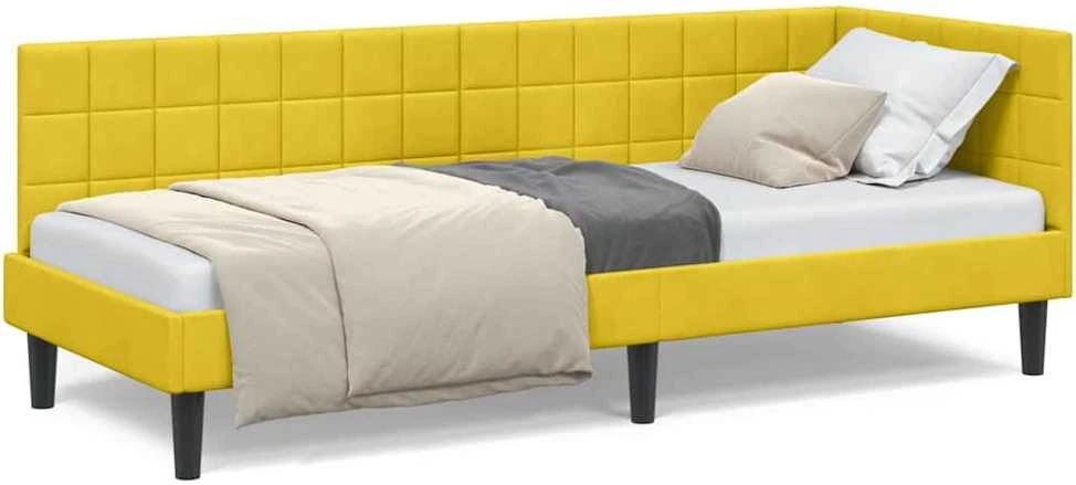 Lova Kampinė lovos konstrukcija Geltona 80 cm x 200 cm Aksomas