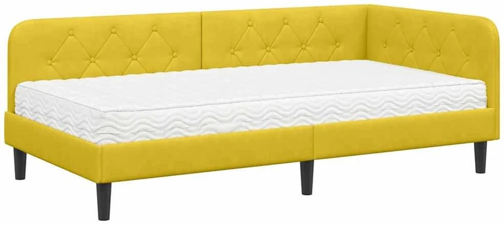 Lova Kampinė lovos konstrukcija Geltona 90 x 200 cm Aksomas