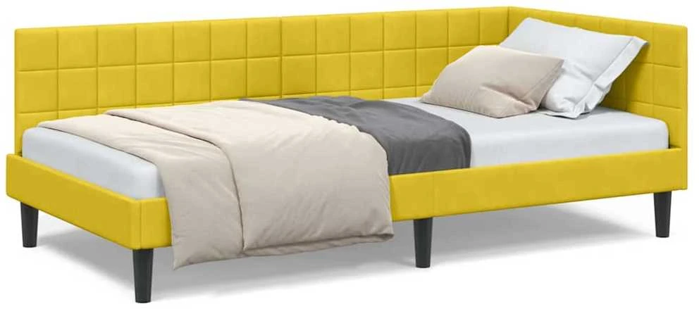 Lova Kampinė lovos konstrukcija Geltona 90 cm x 200 cm Aksomas