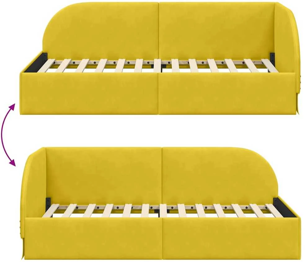 Lova Kampinė lovos konstrukcija Geltona 80 cm x 200 cm Aksomas