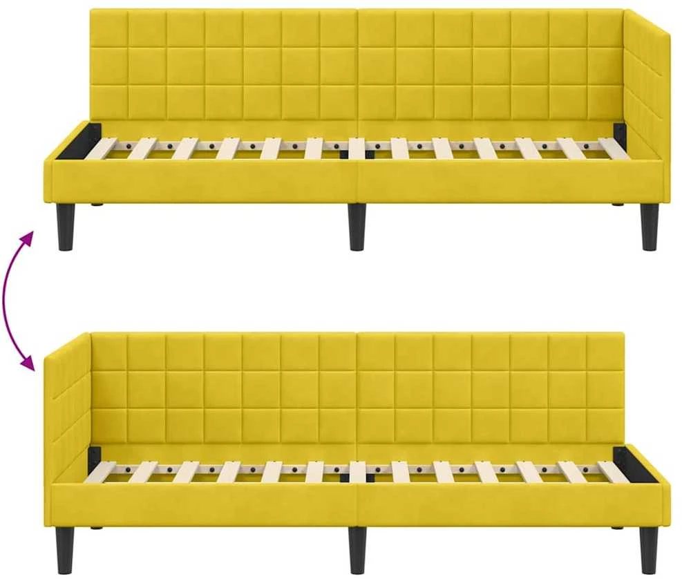 Lova Kampinė lovos konstrukcija Geltona 80 cm x 200 cm Aksomas