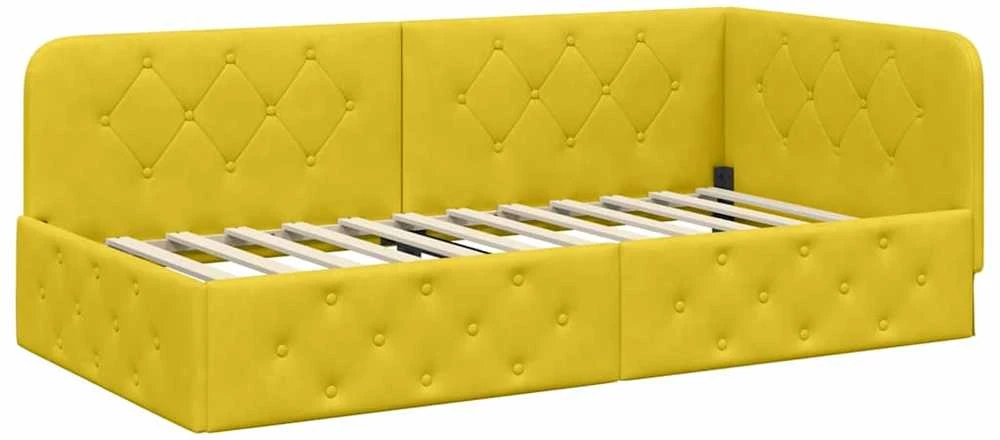 Lova Kampinė lovos konstrukcija Geltona 90 x 200 cm Aksomas