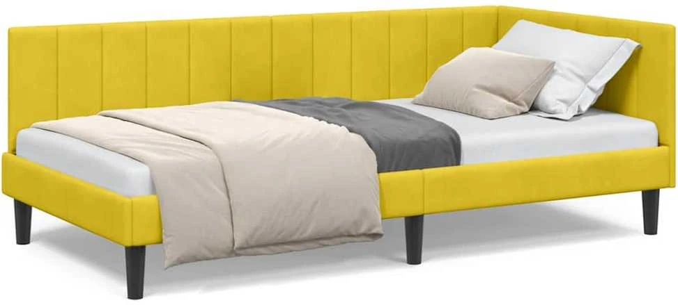 Lova Kampinė lovos konstrukcija Geltona 90 cm x 200 cm Aksomas
