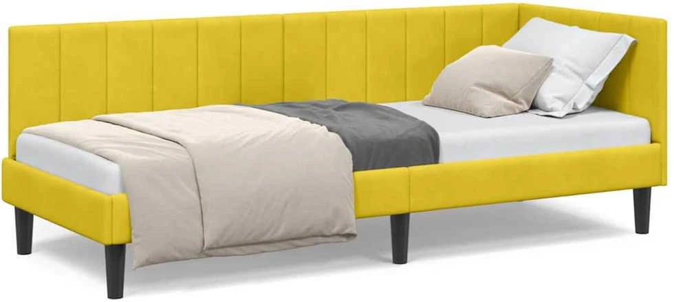 Lova Kampinė lovos konstrukcija Geltona 80 cm x 200 cm Aksomas