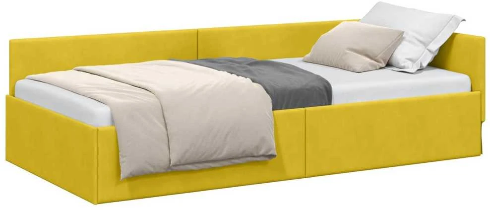 Lova Kampinė lovos konstrukcija Geltona 80 cm x 200 cm Aksomas