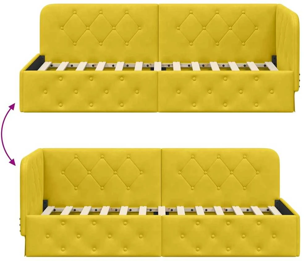 Lova Kampinė lovos konstrukcija Geltona 80 x 200 cm Aksomas
