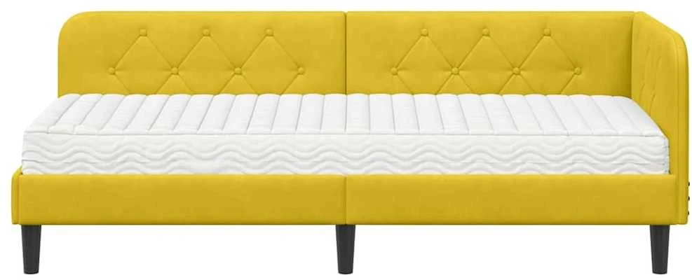 Lova Kampinė lovos konstrukcija Geltona 80 x 200 cm Aksomas
