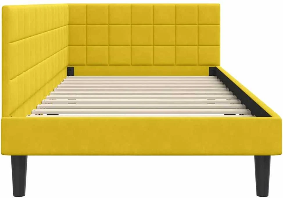 Lova Kampinė lovos konstrukcija Geltona 90 cm x 200 cm Aksomas