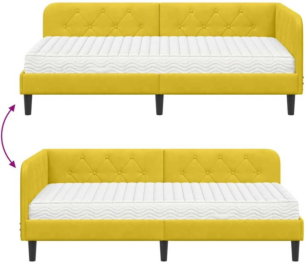 Lova Kampinė lovos konstrukcija Geltona 90 x 200 cm Aksomas