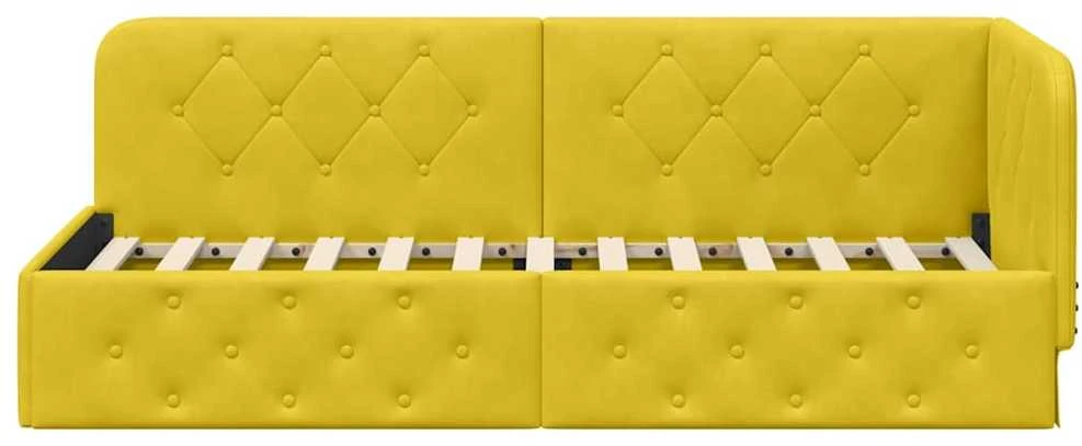 Lova Kampinė lovos konstrukcija Geltona 80 x 200 cm Aksomas