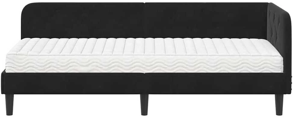 Lova Kampinė lovos konstrukcija Juodas 80 x 200 cm Aksomas