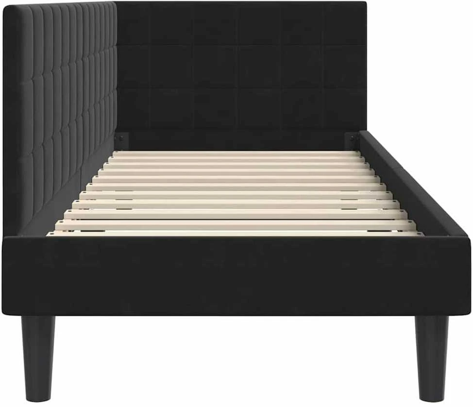 Lova Kampinė lovos konstrukcija Juoda 80 cm x 200 cm Aksomas
