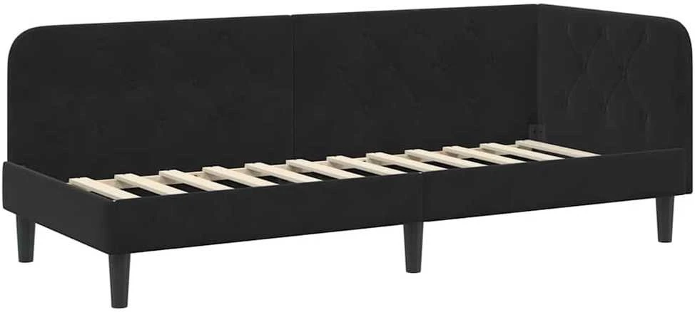 Lova Kampinė lovos konstrukcija Juodas 80 x 200 cm Aksomas