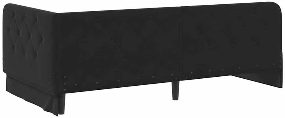 Lova Kampinė lovos konstrukcija Juodas 90 x 200 cm Aksomas