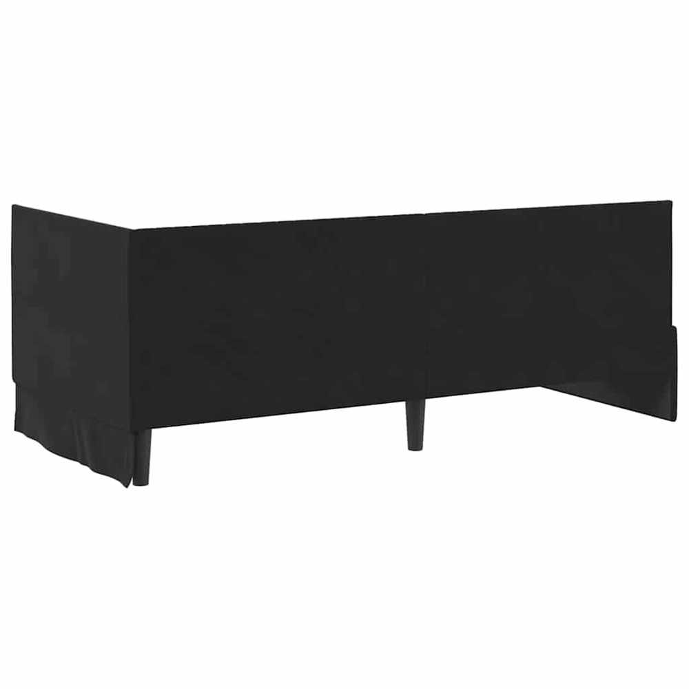 Lova Kampinė lovos konstrukcija Juoda 90 cm x 190 cm Aksomas