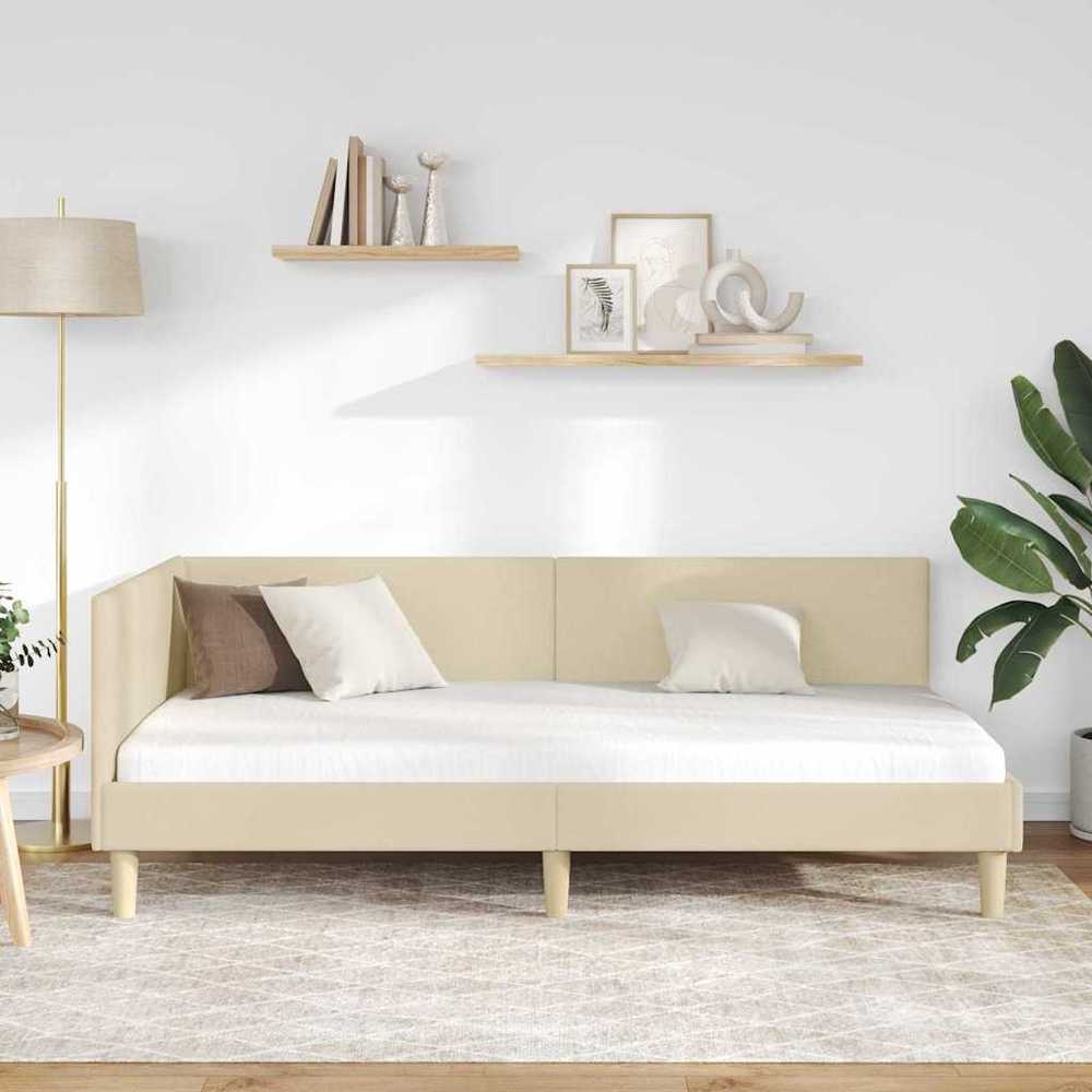 Lova Kampinė lovos konstrukcija su galvūgalio Kreminė 90 cm x 190 cm