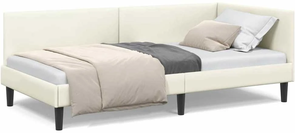 Lova Kampinė lovos konstrukcija Kreminė 100 cm x 200 cm Aksomas