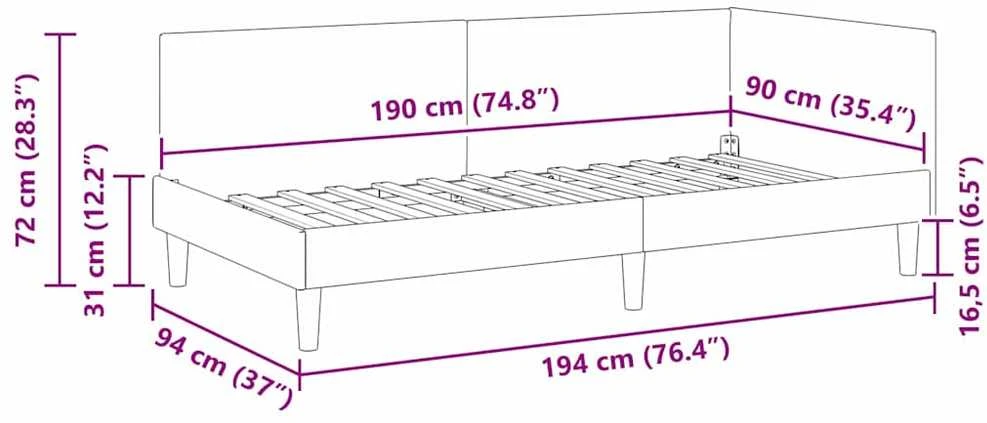 Lova Kampinė lovos konstrukcija Mėlyna 90 cm x 190 cm Aksomas