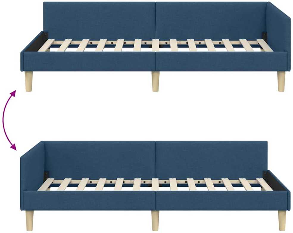 Lova Kampinė lovos konstrukcija Mėlyna 90 x 200 cm audinys