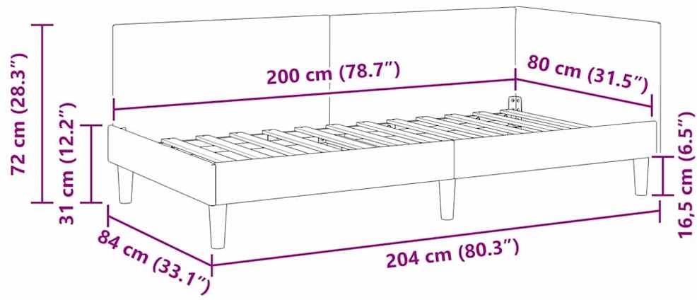 Lova Kampinė lovos konstrukcija Rožinė 80 cm x 200 cm Aksomas