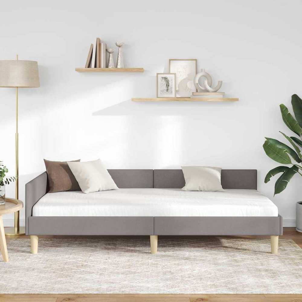 Lova Kampinė lovos konstrukcija Taupe 90 x 200 cm audinys