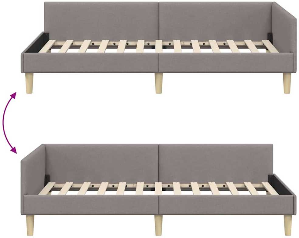 Lova Kampinė lovos konstrukcija Taupe 90 x 200 cm audinys