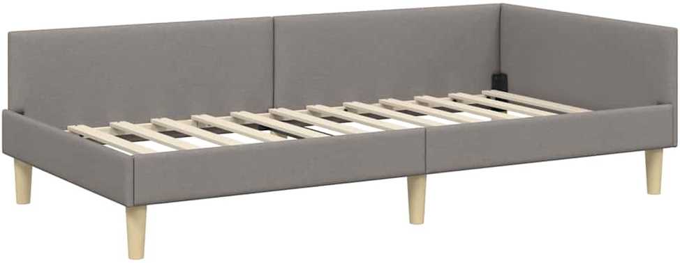Lova Kampinė lovos konstrukcija Taupe 90 x 200 cm audinys