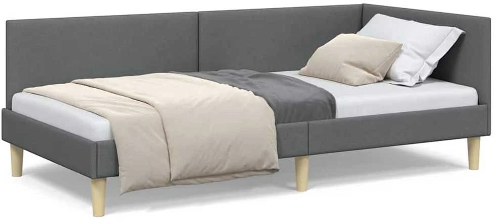 Lova Kampinė lovos konstrukcija Tamsiai pilka 100 cm x 200 cm