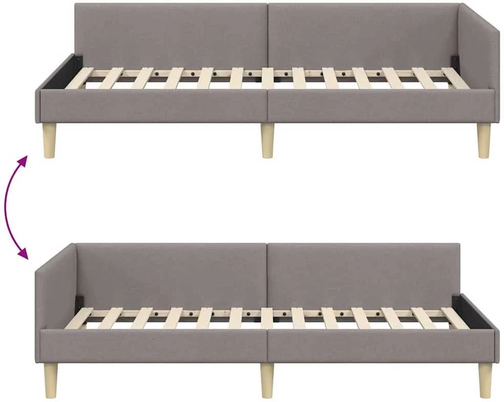 Lova Kampinė lovos konstrukcija Taupe 100 x 200 cm audinys
