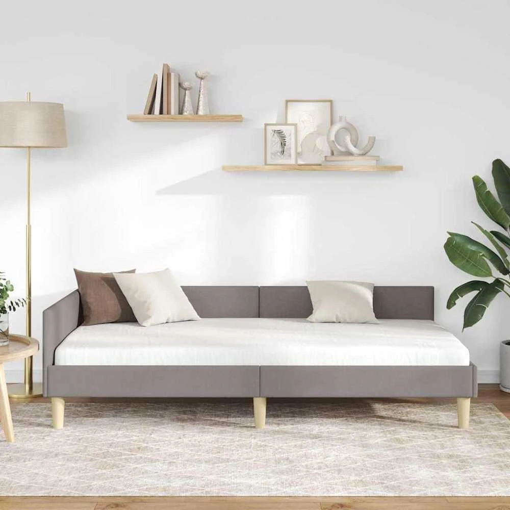 Lova Kampinė lovos konstrukcija Taupe 100 x 200 cm audinys