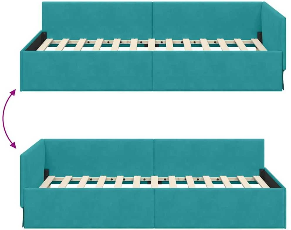 Lova Kampinė lovos konstrukcija Turkio 80 cm x 200 cm Aksomas