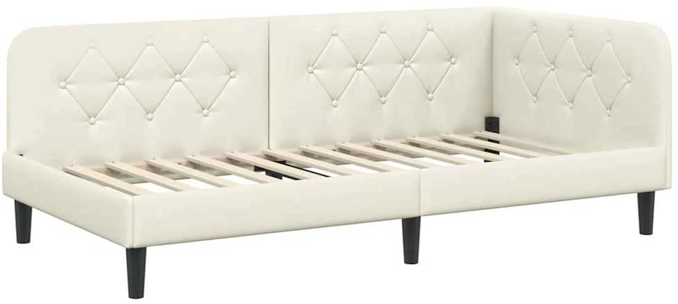 Lova Kampinė lovos konstrukcija Kreminė 100 x 200 cm Aksomas