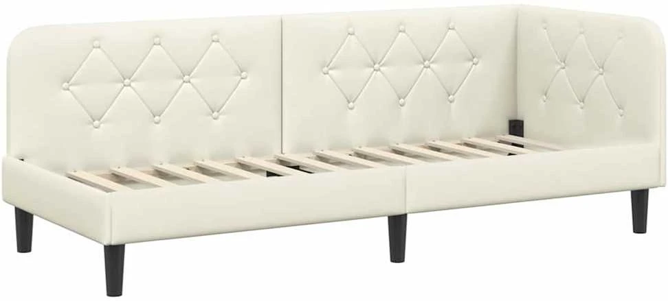 Lova Kampinė lovos konstrukcija Kreminė 80 x 200 cm Aksomas
