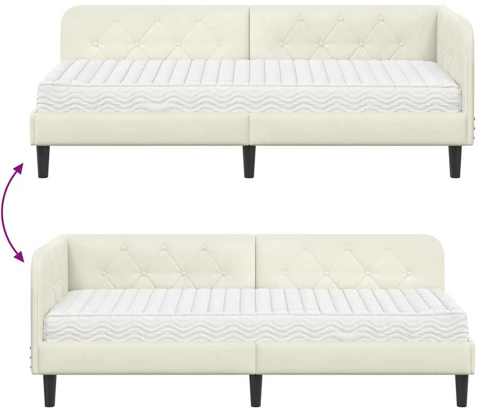 Lova Kampinė lovos konstrukcija Kreminė 80 x 200 cm Aksomas