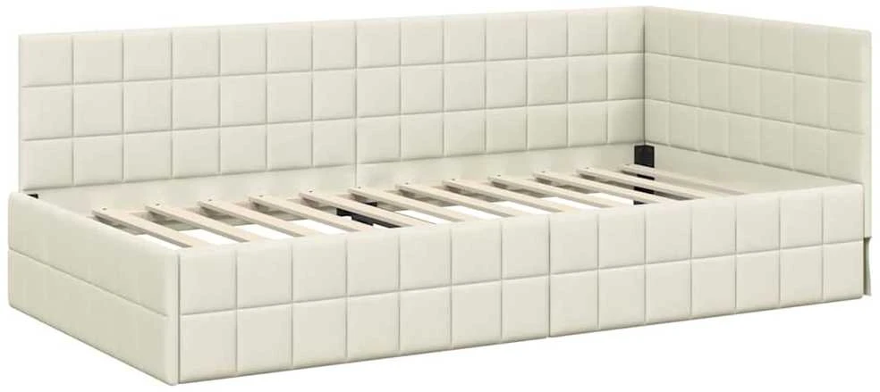 Lova Kampinė lovos konstrukcija Kreminė 100 cm x 200 cm Aksomas