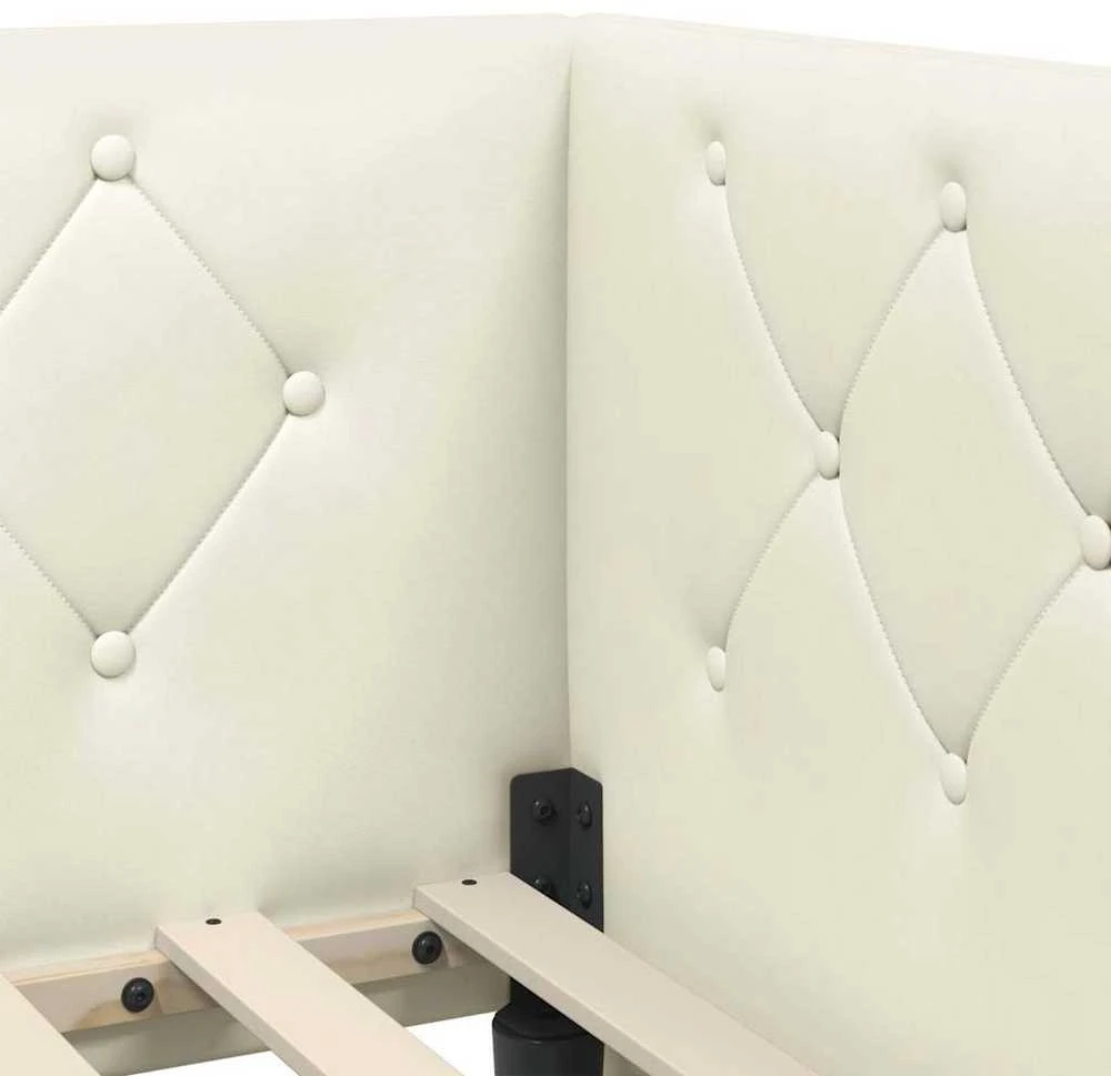 Lova Kampinė lovos konstrukcija Kreminė 90 x 200 cm Aksomas