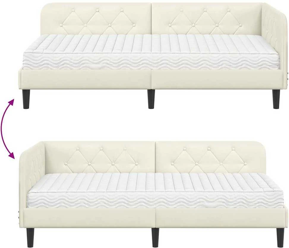 Lova Kampinė lovos konstrukcija Kreminė 100 x 200 cm Aksomas