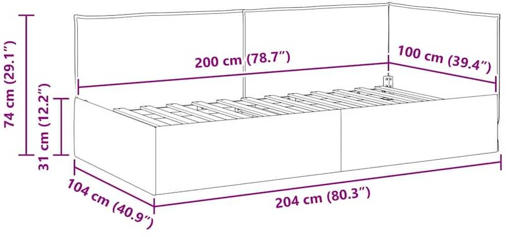 Lova Kampinė lovos konstrukcija Mėlyna 100 x 200 cm audinys