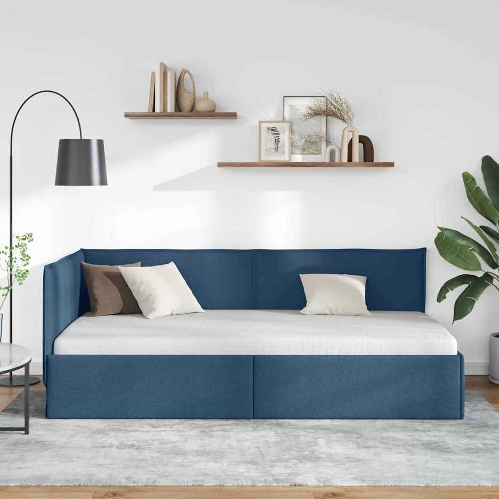 Lova Kampinė lovos konstrukcija Mėlyna 100 x 200 cm audinys