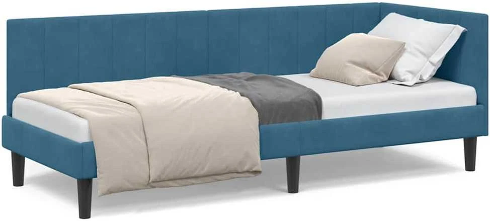 Lova Kampinė lovos konstrukcija Mėlyna 80 cm x 200 cm Aksomas