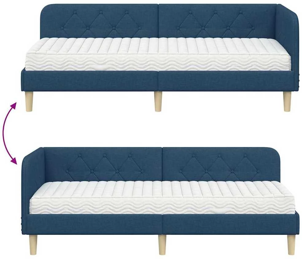 Lova Kampinė lovos konstrukcija Mėlyna 80 x 200 cm audinys