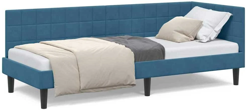 Lova Kampinė lovos konstrukcija Mėlyna 80 cm x 200 cm Aksomas