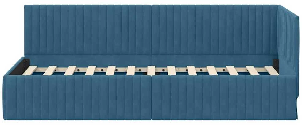 Lova Kampinė lovos konstrukcija Mėlyna 80 cm x 200 cm Aksomas