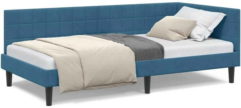 Lova Kampinė lovos konstrukcija Mėlyna 90 cm x 200 cm Aksomas