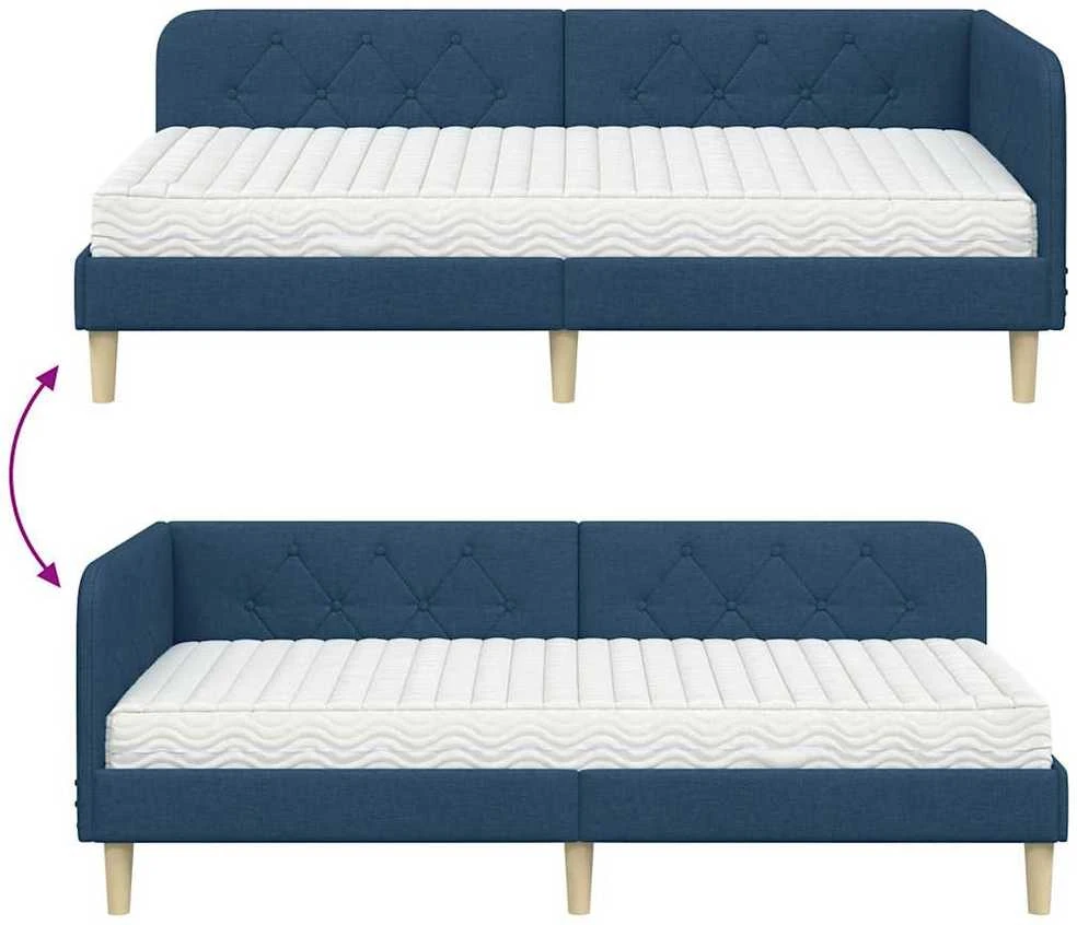Lova Kampinė lovos konstrukcija Mėlyna 90 x 200 cm audinys