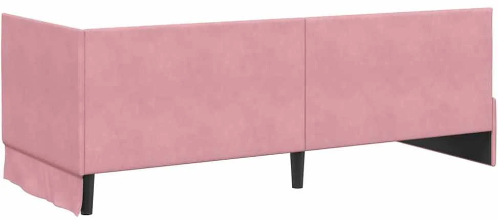 Lova Kampinė lovos konstrukcija Rožinė 80 cm x 200 cm Aksomas