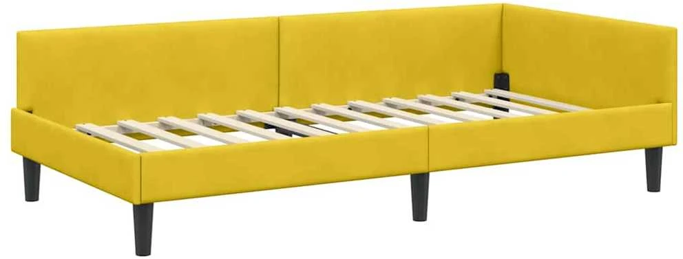 Lova Kampinė lovos konstrukcija Geltona 90 cm x 200 cm Aksomas