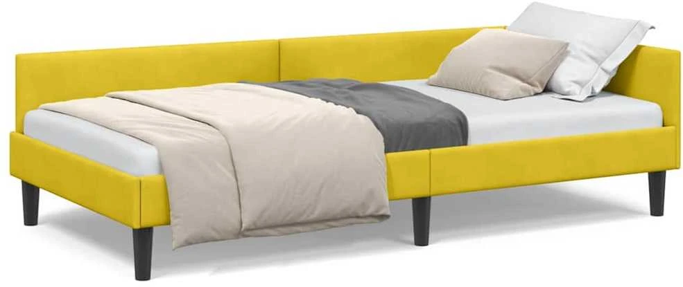 Lova Kampinė lovos konstrukcija Geltona 90 cm x 190 cm Aksomas