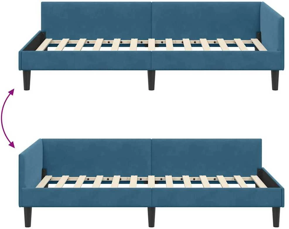 Lova Kampinė lovos konstrukcija Mėlyna 90 cm x 200 cm Aksomas