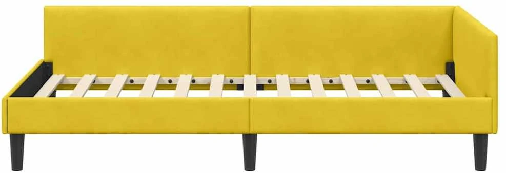 Lova Kampinė lovos konstrukcija Geltona 90 cm x 200 cm Aksomas